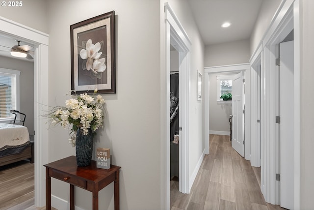 hall featuring light hardwood / wood-style flooring