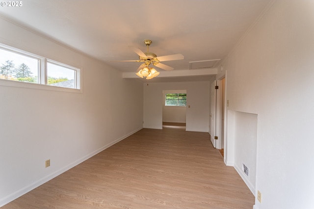 725 N 9th St, Coos Bay, OR 97420 - spare room with light wood-style flooring, ceiling fan, and baseboards
