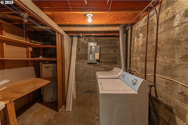 725 N 9th St, Coos Bay, OR 97420 - unfinished below grade area with washing machine and dryer, electric panel, and water heater