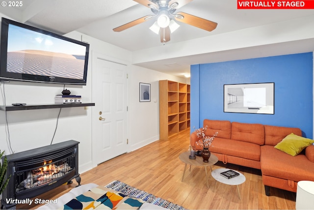 1529 SE Hawthorne Blvd Unit 2, Portland, OR 97214 - living room featuring wood finished floors and a ceiling fan