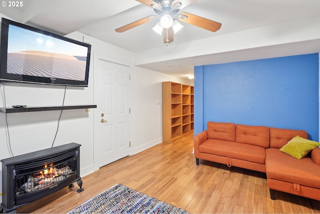 1529 SE Hawthorne Blvd Unit 2, Portland, OR 97214 - living room featuring wood finished floors and a ceiling fan