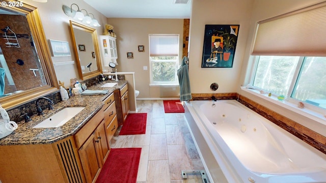 94342 Gauntlett St, Gold Beach, OR 97444 - full bath featuring healthy amount of natural light, a jetted tub, double vanity, and a tile shower