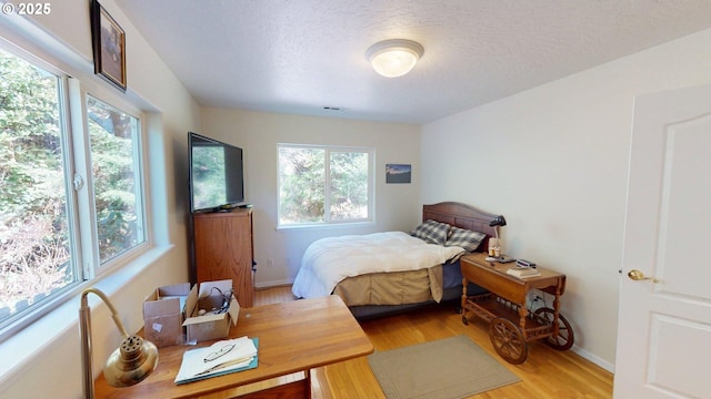 94342 Gauntlett St, Gold Beach, OR 97444 - bedroom with light wood-style flooring and a textured ceiling