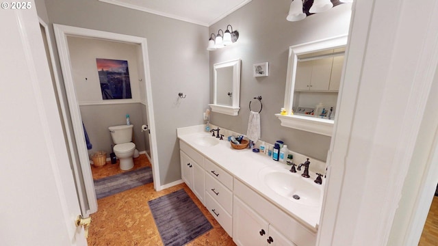 94342 Gauntlett St, Gold Beach, OR 97444 - bathroom featuring double vanity and crown molding
