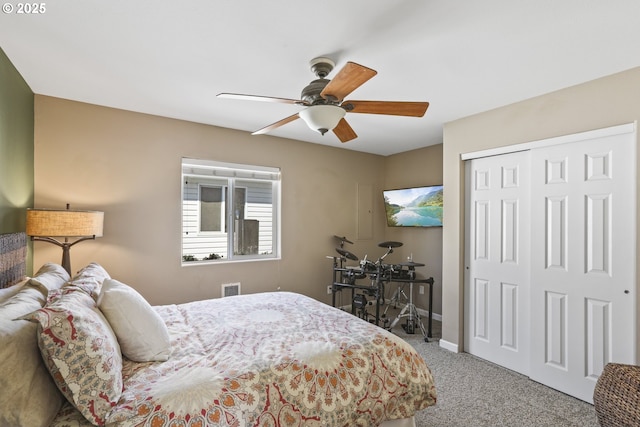 50990 Dike Rd Unit B3, Scappoose, OR 97056 - carpeted bedroom featuring a closet, ceiling fan, and baseboards