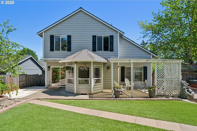 23295 SW Cascade Pl, Sherwood, OR 97140 - rear view of house featuring a patio area, a pergola, and a shingled roof