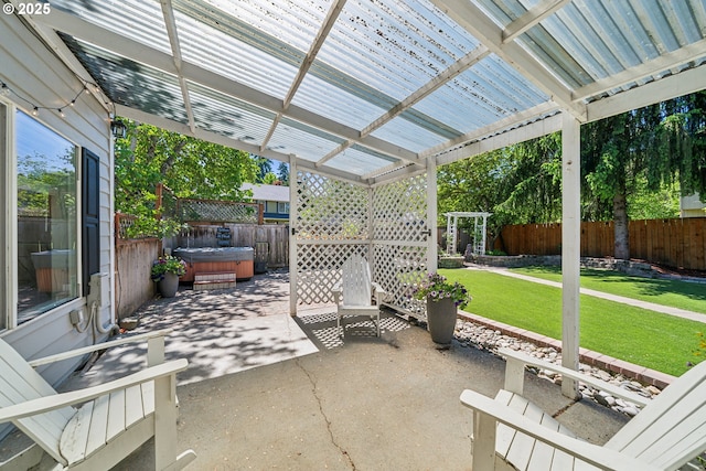 23295 SW Cascade Pl, Sherwood, OR 97140 - view of patio featuring a hot tub and a pergola