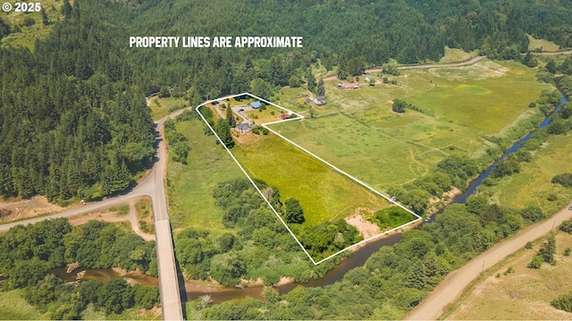 96863 Sitkum Ln, Myrtle Point, OR 97458 - aerial view of property and surrounding area featuring property parcel outlined