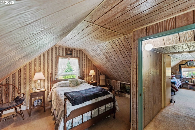 96863 Sitkum Ln, Myrtle Point, OR 97458 - carpeted bedroom featuring lofted ceiling and wood ceiling