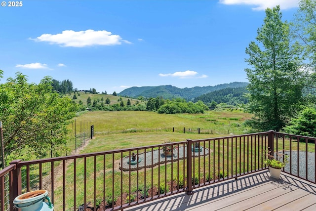 96863 Sitkum Ln, Myrtle Point, OR 97458 - wooden deck with a mountain view and a view of countryside