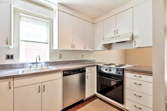 kitchen featuring a sink, white cabinetry, a toaster, and stainless steel appliances