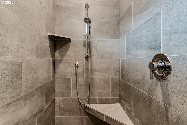 bathroom view of tiled shower