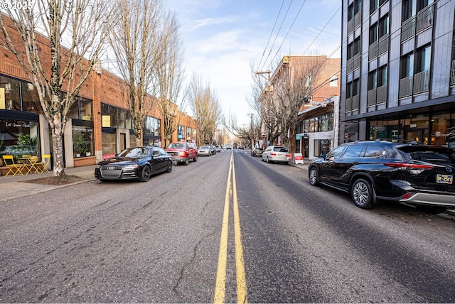 view of road featuring sidewalks