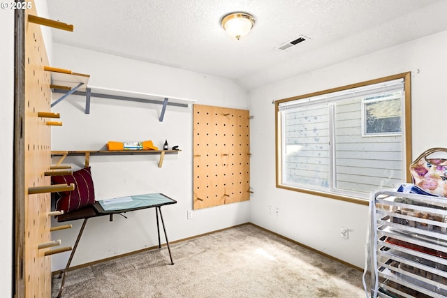9206 N Smith St, Portland, OR 97203 - carpeted bedroom featuring a textured ceiling, baseboards, and lofted ceiling