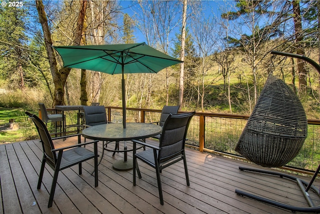 625 Wilson Rd, Mosier, OR 97040 - wooden deck with outdoor dining area