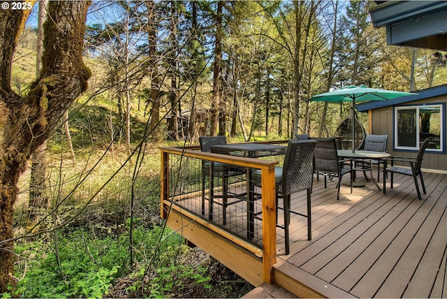 625 Wilson Rd, Mosier, OR 97040 - wooden deck with outdoor dining space