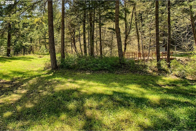 625 Wilson Rd, Mosier, OR 97040 - view of yard with fence and a forest view