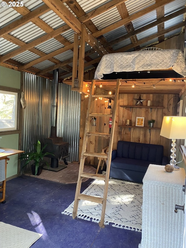 625 Wilson Rd, Mosier, OR 97040 - interior space featuring a wood stove
