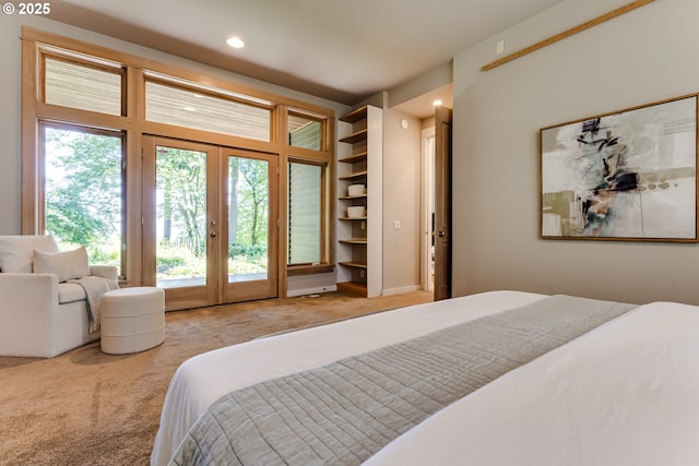 2405 Blacktail Dr, Eugene, OR 97405 - carpeted bedroom featuring french doors, access to exterior, and recessed lighting