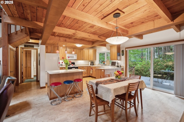 231 E Dunoon Pl, Shelton, WA 98584 - dining space featuring wood ceiling and beam ceiling
