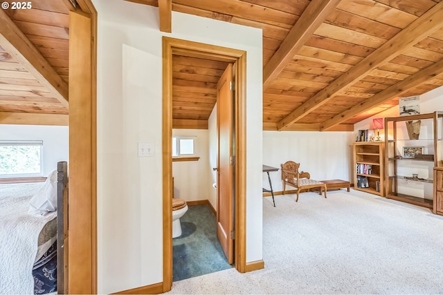 231 E Dunoon Pl, Shelton, WA 98584 - hallway featuring carpet flooring and wood ceiling