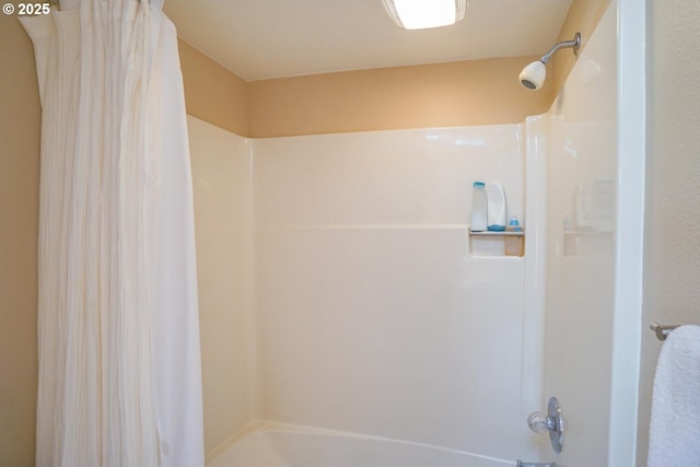 full bathroom featuring shower / bath combination with curtain
