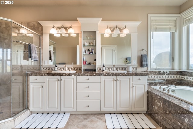 2640 NW Birkendene St, Portland, OR 97229 - full bathroom featuring a stall shower, double vanity, and a bath