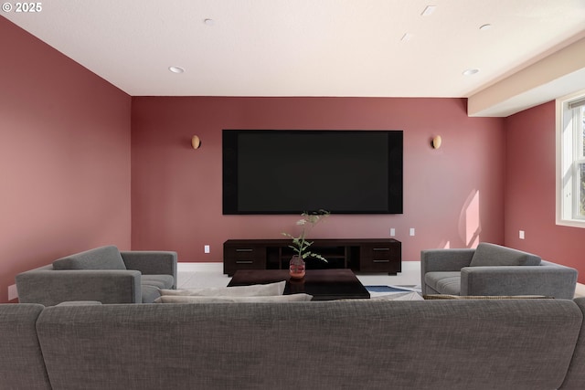 home theater with baseboards and recessed lighting