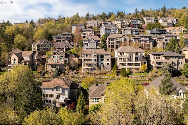 bird's eye view with a residential view