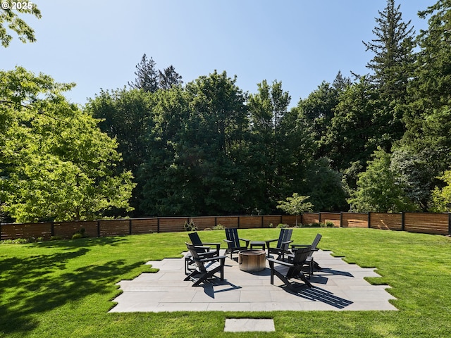 448 NW Skyline Blvd, Portland, OR 97229 - view of yard featuring a patio and a fire pit
