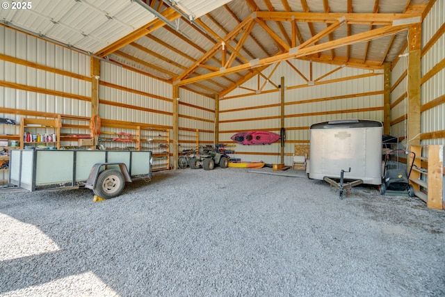 garage with metal wall