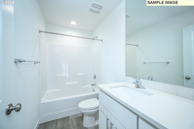 18615 NE 41st Pl Lot 288, Vancouver, WA 98686 - bathroom featuring vanity, bathing tub / shower combination, toilet, visible vents, and wood finished floors