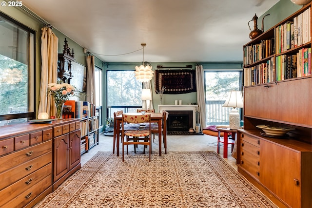 view of carpeted dining area