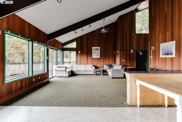 218 Trailside Loop Unit 218, Eugene, OR 97405 - community lobby with wooden walls, high vaulted ceiling, and beam ceiling