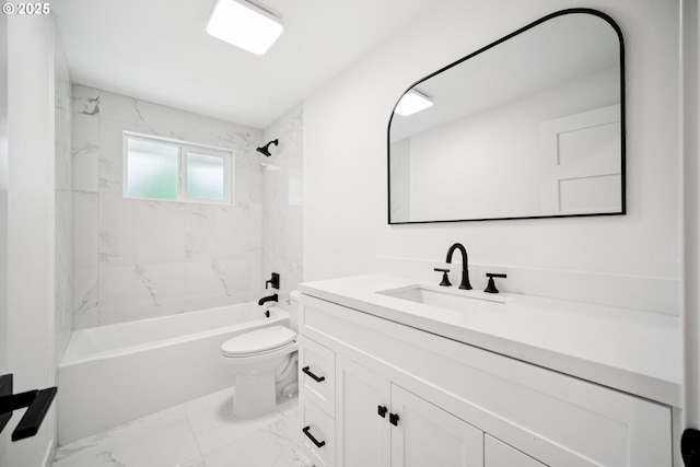 3250 SW Binford Lake Pkwy, Gresham, OR 97080 - bathroom with vanity, marble look tile flooring, and shower / washtub combination