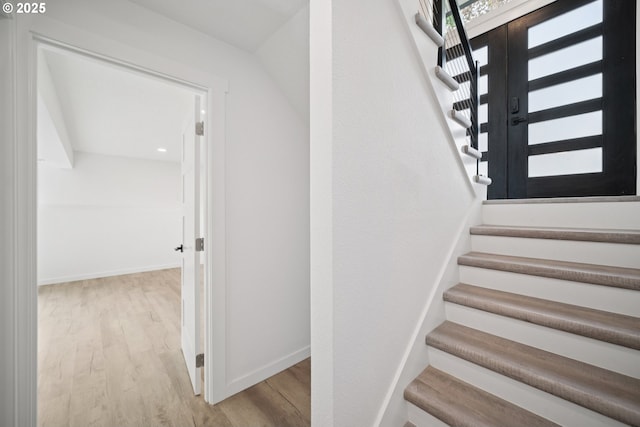 3250 SW Binford Lake Pkwy, Gresham, OR 97080 - stairway featuring wood finished floors and baseboards
