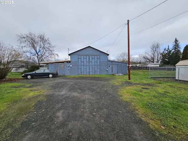 exterior space with an outbuilding