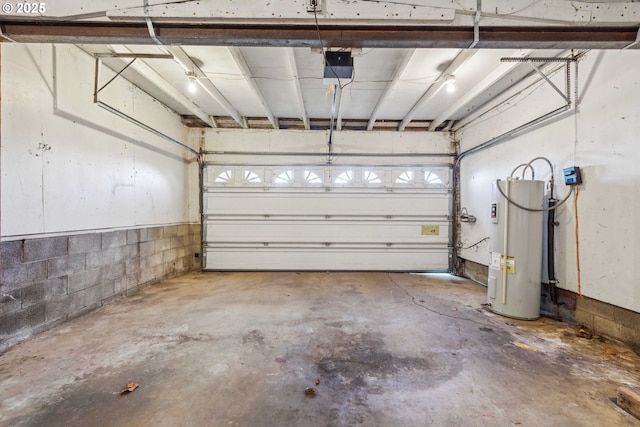 garage featuring a garage door opener and water heater