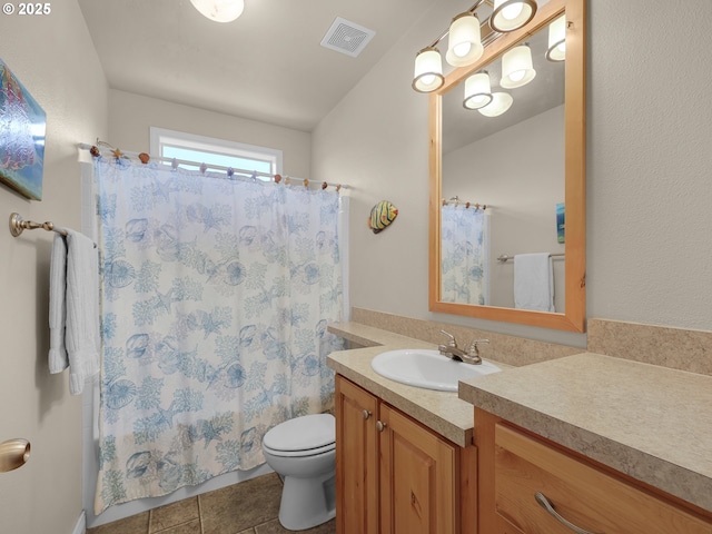 90637 Lewis Rd, Warrenton, OR 97146 - full bathroom with vanity, shower / bath combo, and tile patterned floors