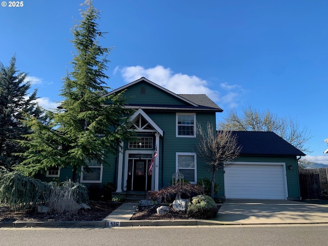 view of front of property featuring a garage