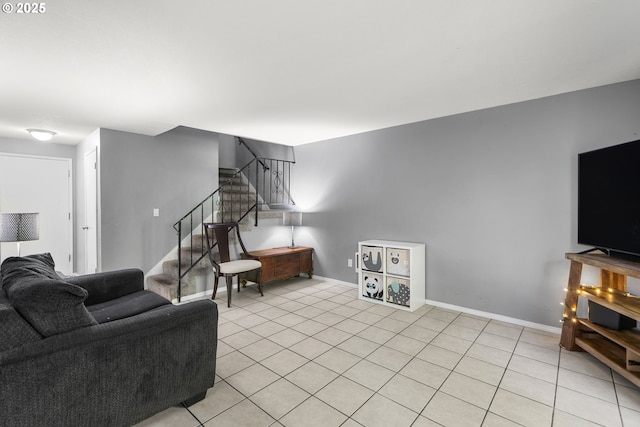 view of tiled living room