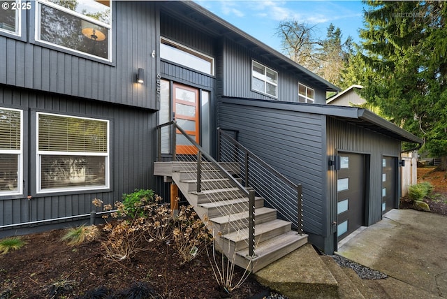 property entrance featuring a garage