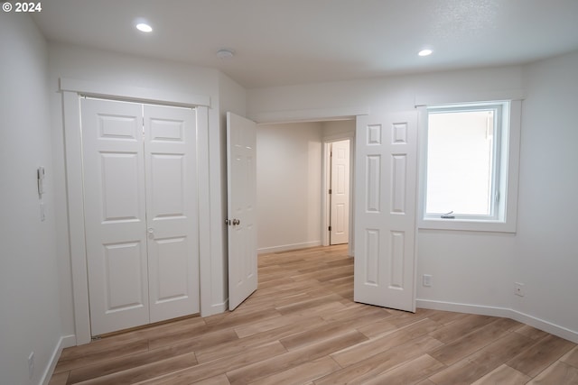 interior space with light hardwood / wood-style flooring