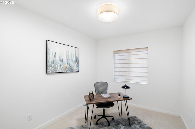 home office with carpet floors