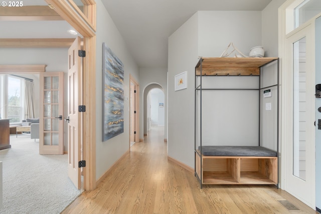 mudroom with light wood-type flooring