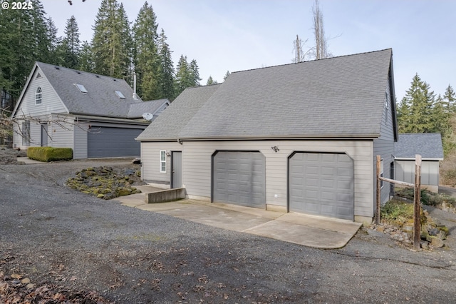 exterior space featuring a garage