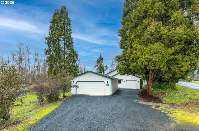 view of detached garage