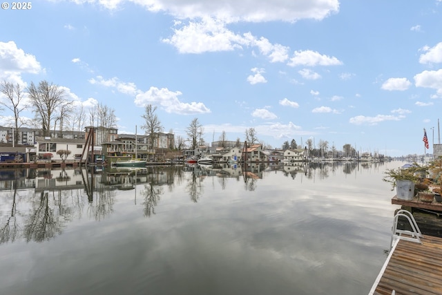 dock area with a water view