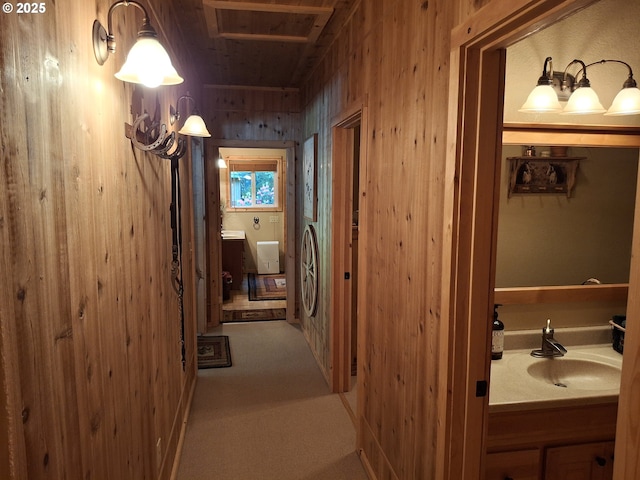 747 N Tenmile, Lakeside, OR 97449 - bathroom featuring vanity and wooden walls