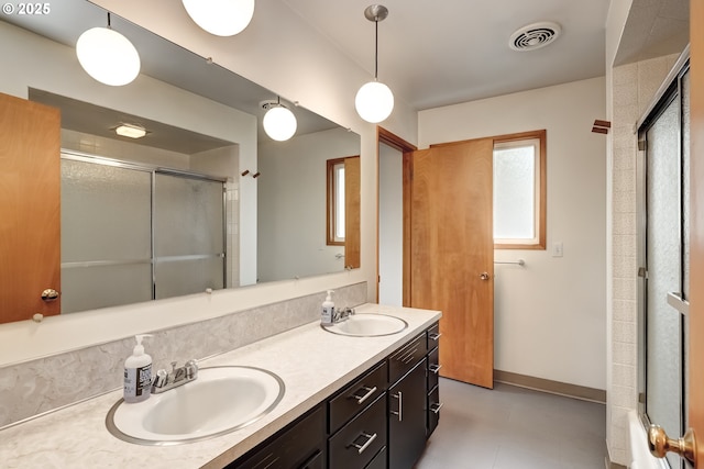 14075 SW Cherryhill Dr, Beaverton, OR 97008 - bathroom with visible vents, a stall shower, and a sink